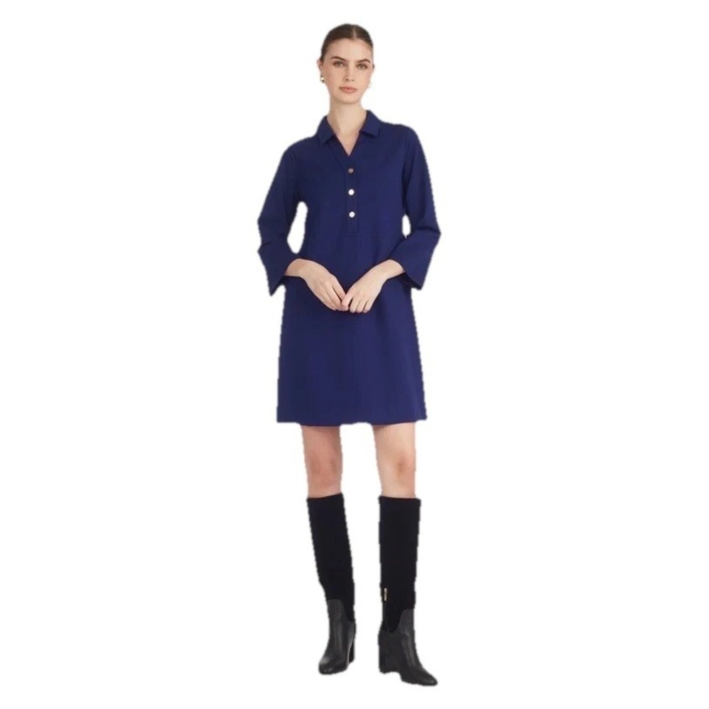 Draper James‎ Womans Lyla Pullover Shirt Dress Size S Royal Blue Rayon Nylon